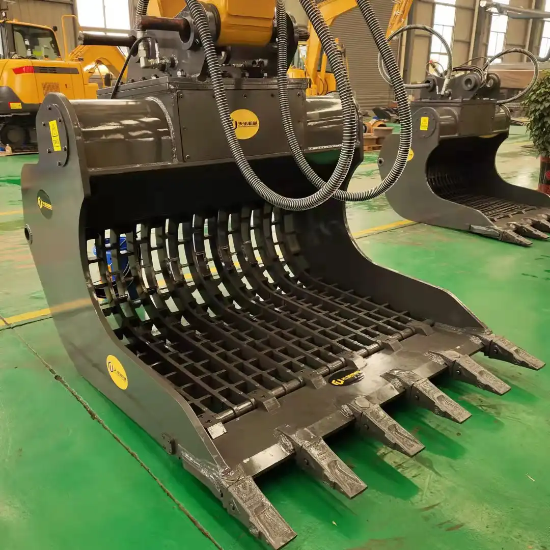 What is the material of the excavator screening bucket?